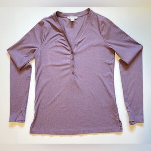 ATHLETA Mauve Henley Long Sleeve Technical Tee, size medium